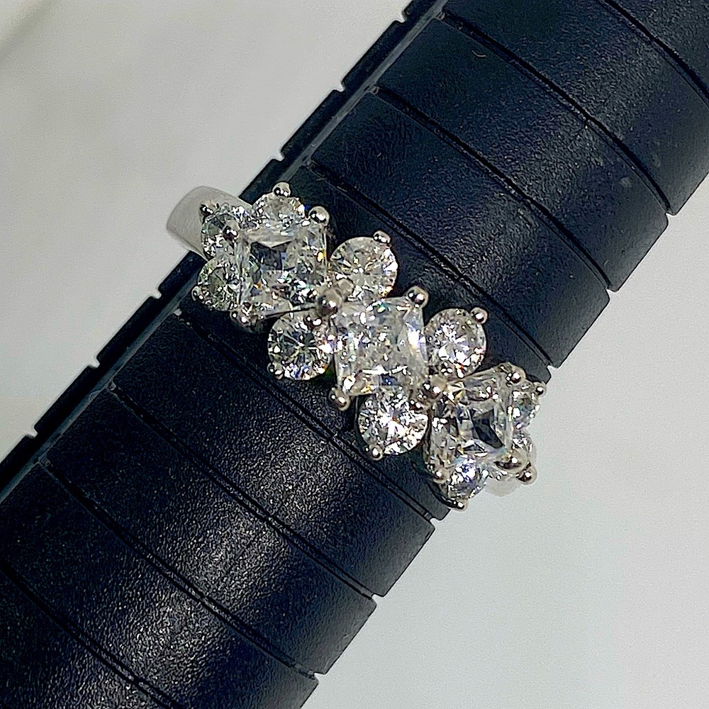 Sterling Silver and Cubic Zirconia Cocktail Ring 925 stamped